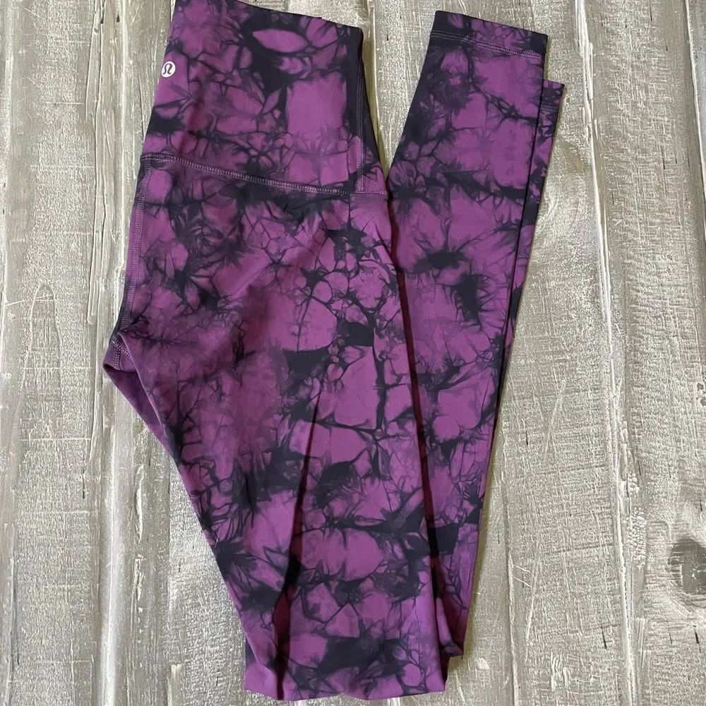 Lululemon Purple Print Active Long Leggings Tights 4